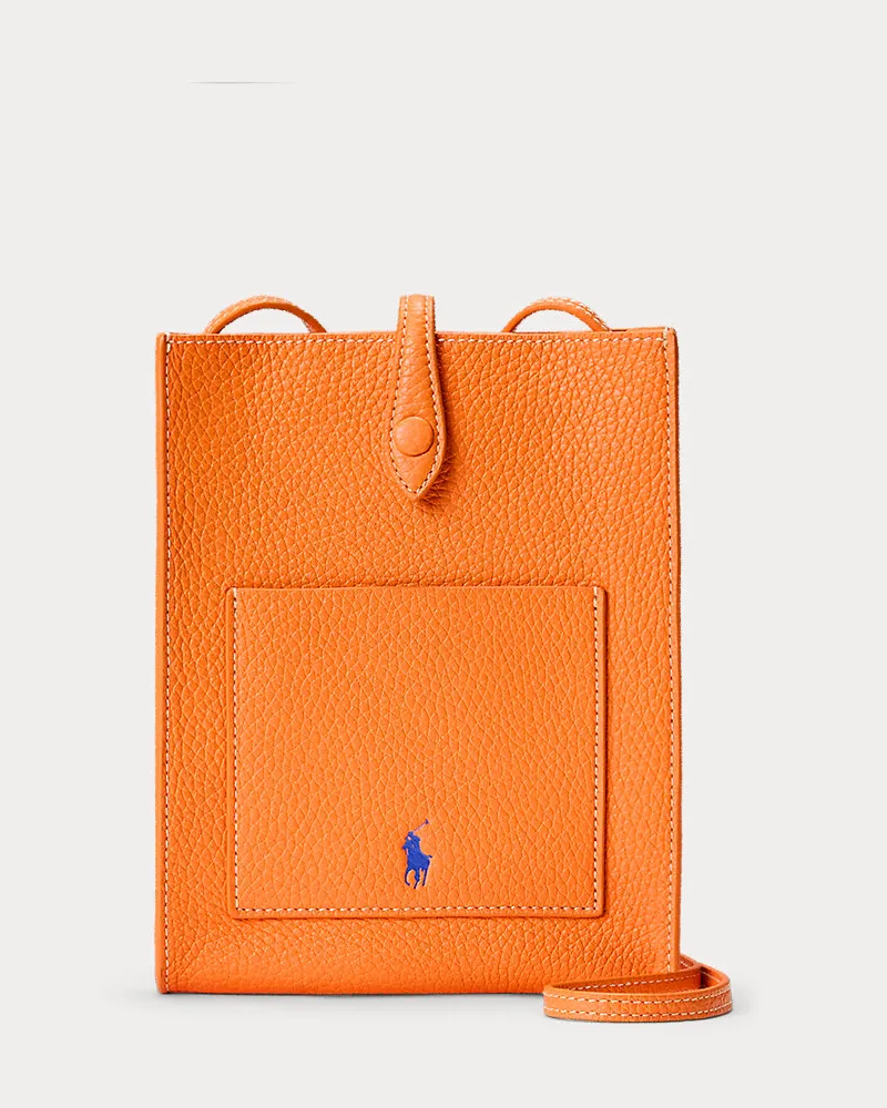 Ralph Lauren Umhängetasche Polo Play aus Leder Orange