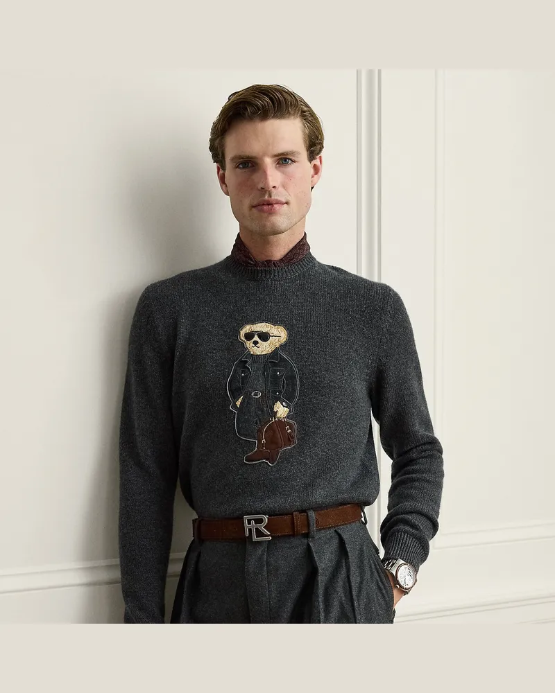 Ralph Lauren Kaschmirpullover mit Polo Bear Grey