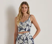 Verkürzte Leinenbluse mit Blumenmuster