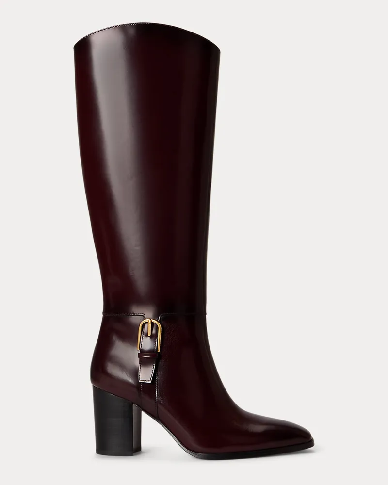 Ralph Lauren Hoher Lederstiefel Raelynn mit Absatz Red