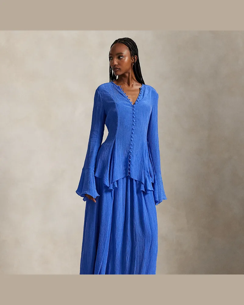 Ralph Lauren A-Linien-Wickelrock in Knitteroptik Blue