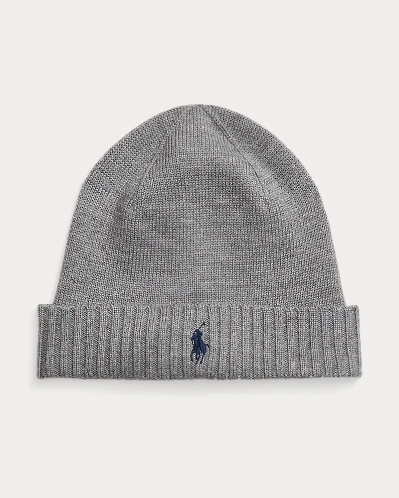 Ralph Lauren Wollmütze mit charakteristischem Pony Grey