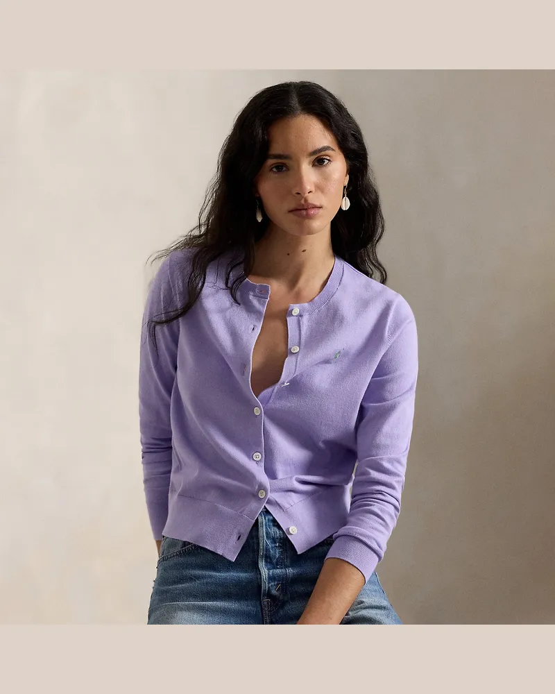 Ralph Lauren Strickjacke aus Stretch-Baumwollmischung Purple
