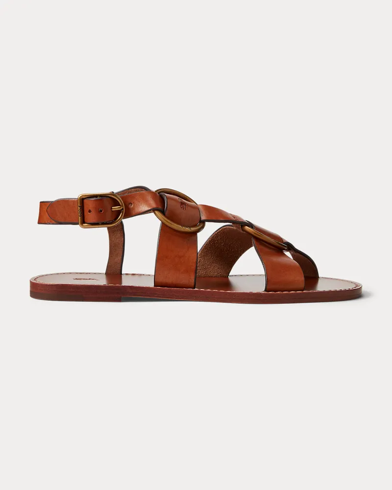 Ralph Lauren Ledersandale mit Doppel-O-Ring Brown