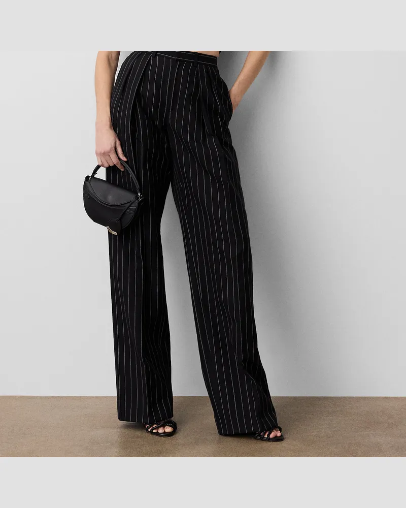 Ralph Lauren Gestreifte vorgewaschene Hose Jody Black