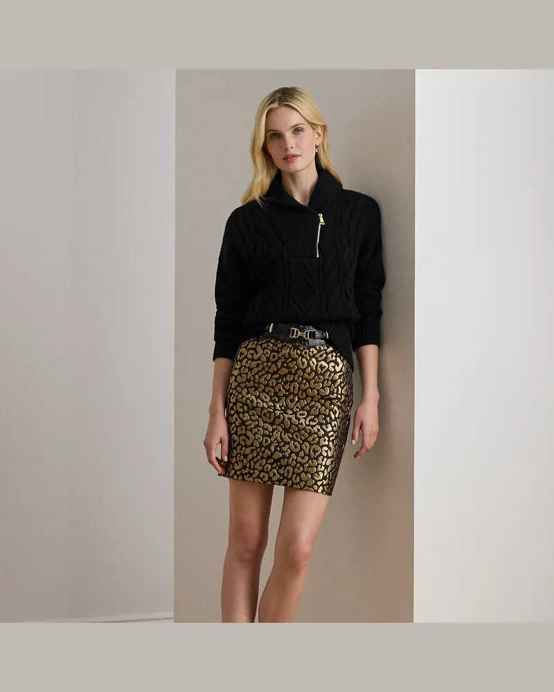 Ralph Lauren Bleistift-Minirock mit Metallic-Druck Black