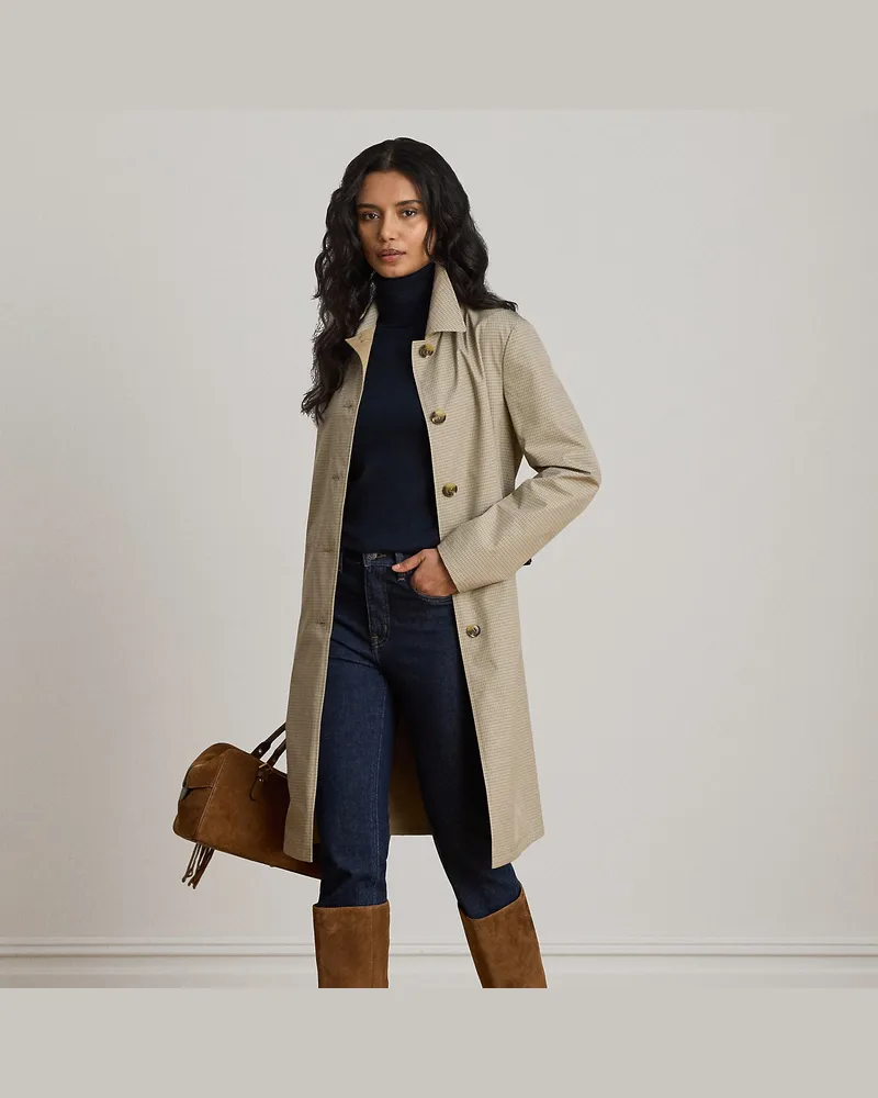 Ralph Lauren Karierter, wendbarer Balmacaan-Mantel Brown