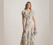 Geblümtes Abendkleid mit Rüschen