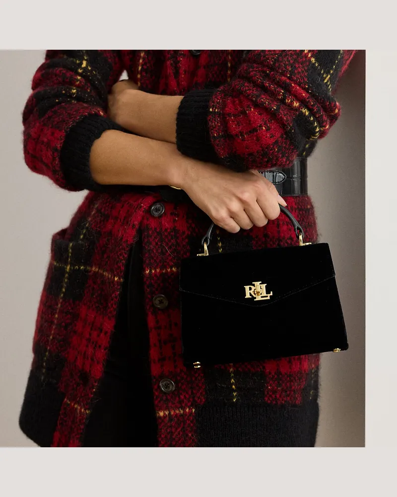 Ralph Lauren Kleine Umhängetasche Farrah aus Samt Black