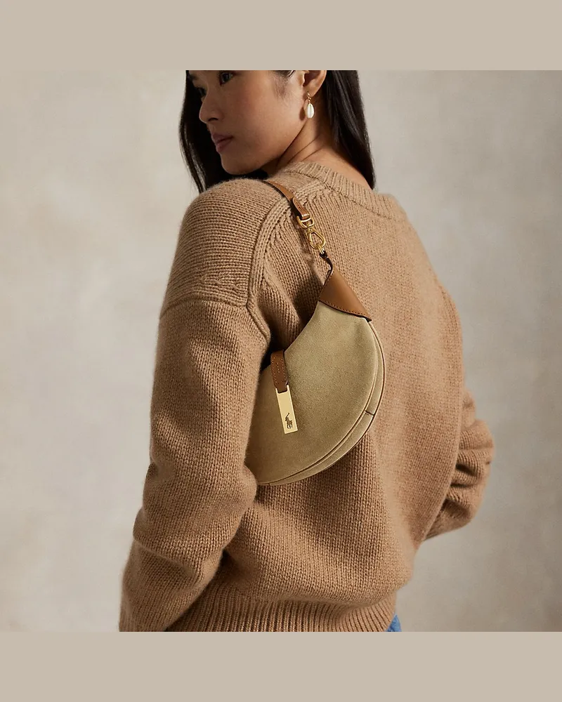 Ralph Lauren Mini-Schultertasche Polo ID aus Wildleder Brown