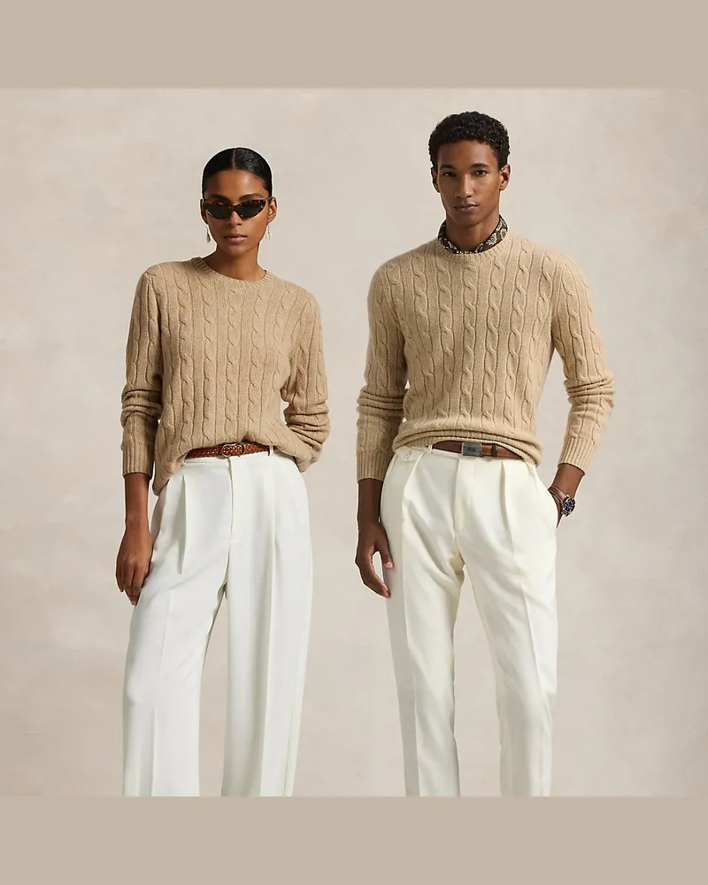 Ralph Lauren Kaschmirpullover mit Zopfmuster Brown