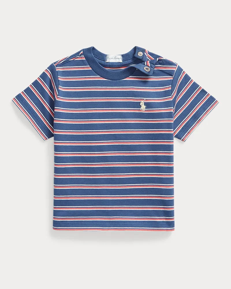 Ralph Lauren Gestreiftes T-Shirt aus Baumwolle Blue
