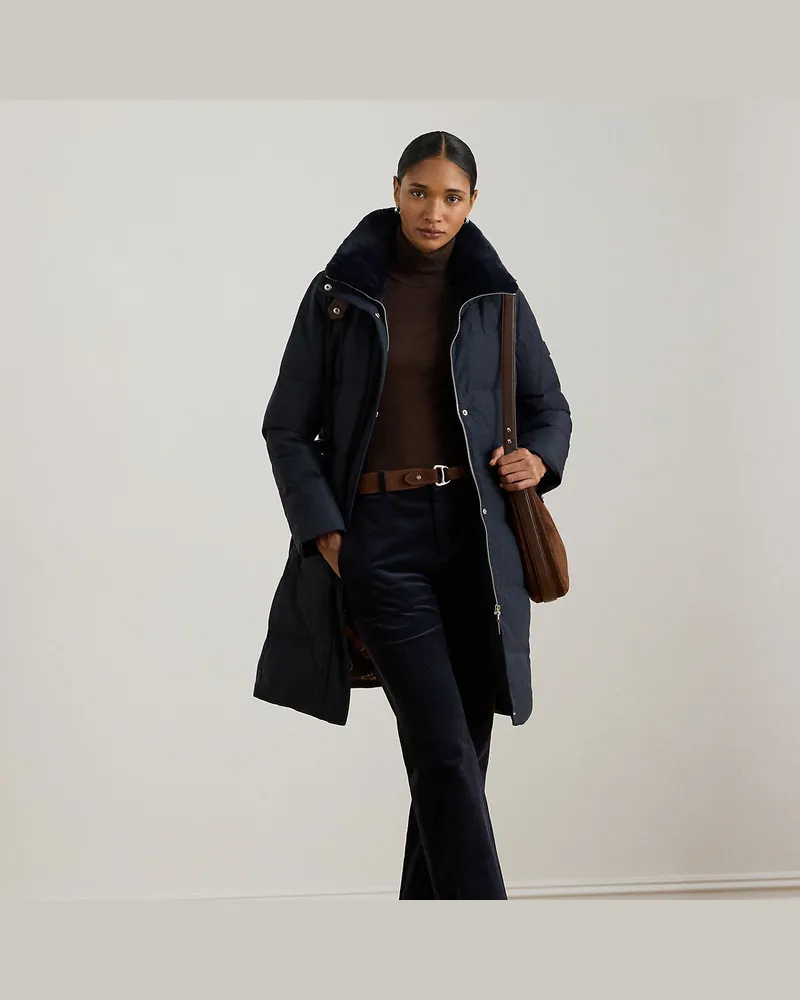 Ralph Lauren Daunenmantel mit Kunstpelzbesatz Blue