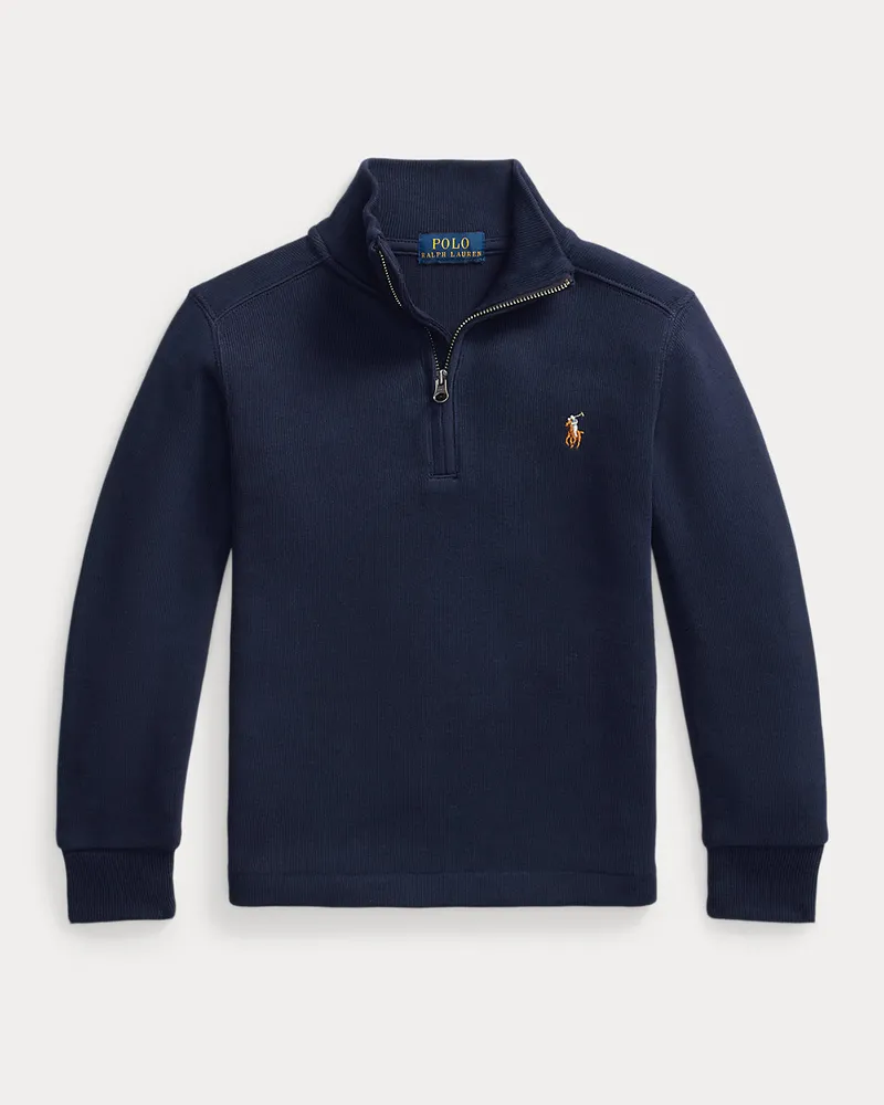 Ralph Lauren Gerippter Pullover mit Reißverschluss Blue