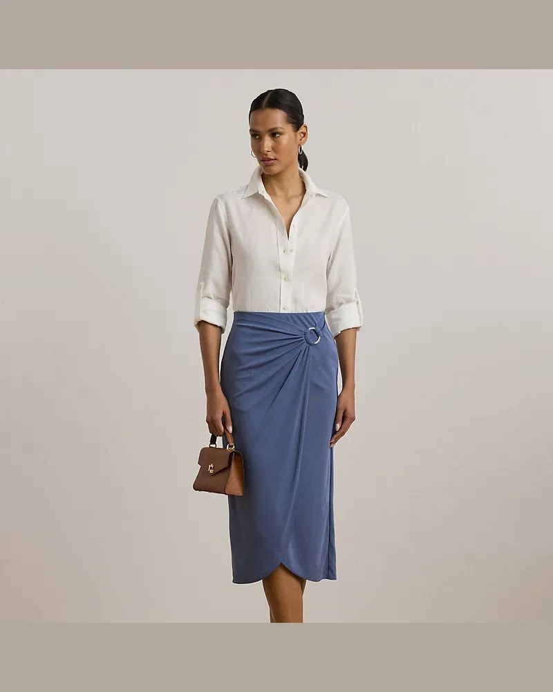 Ralph Lauren Stretchjersey-Bleistiftrock mit Ring Blue