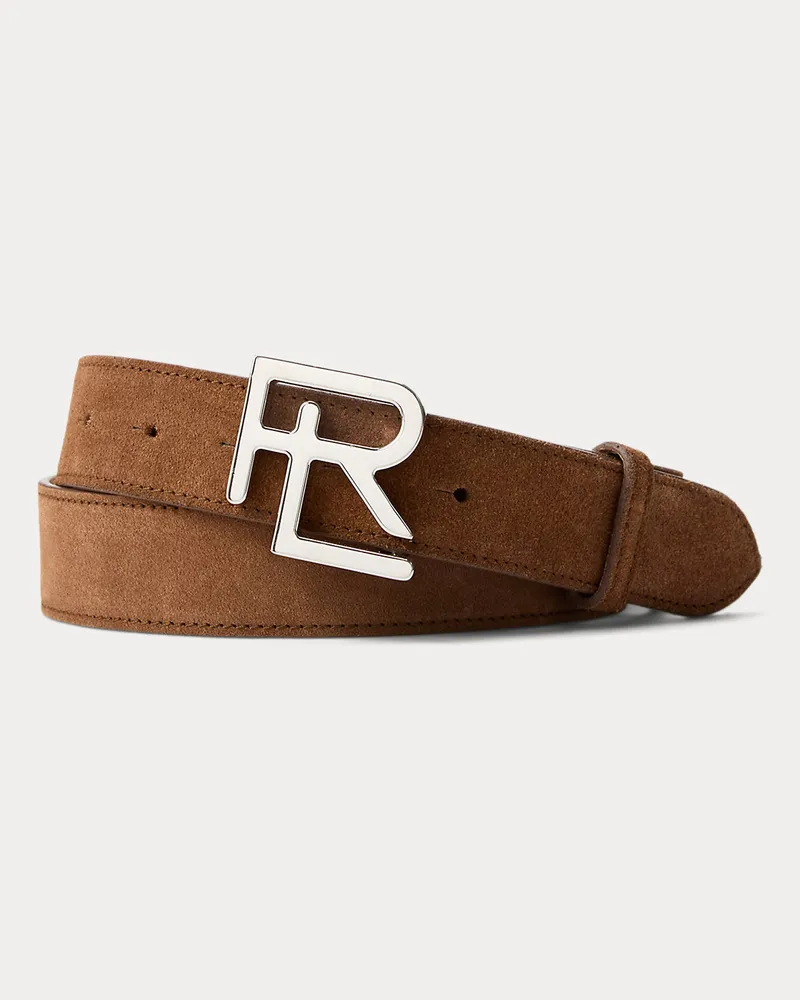 Ralph Lauren Kalbswildledergürtel mit RL-Schnalle Brown