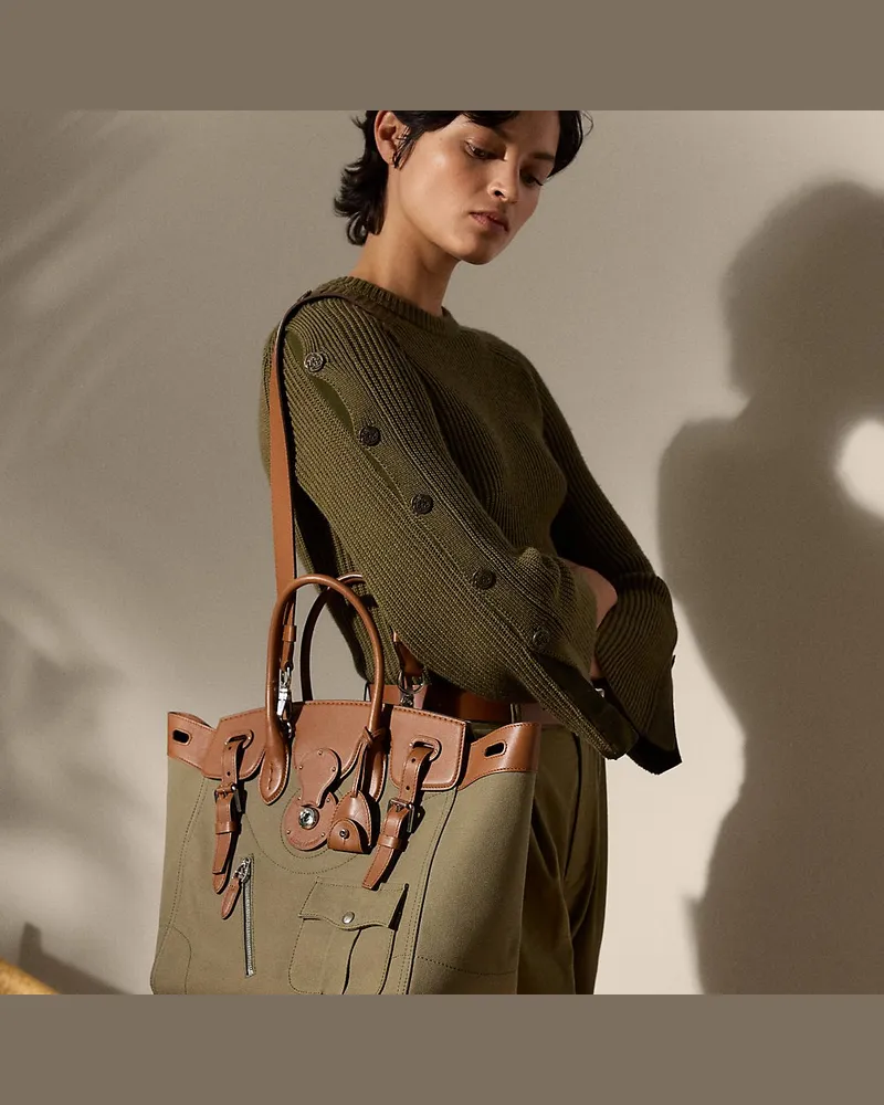 Ralph Lauren Segeltuchtasche Soft Ricky 33 mit Besatz Green