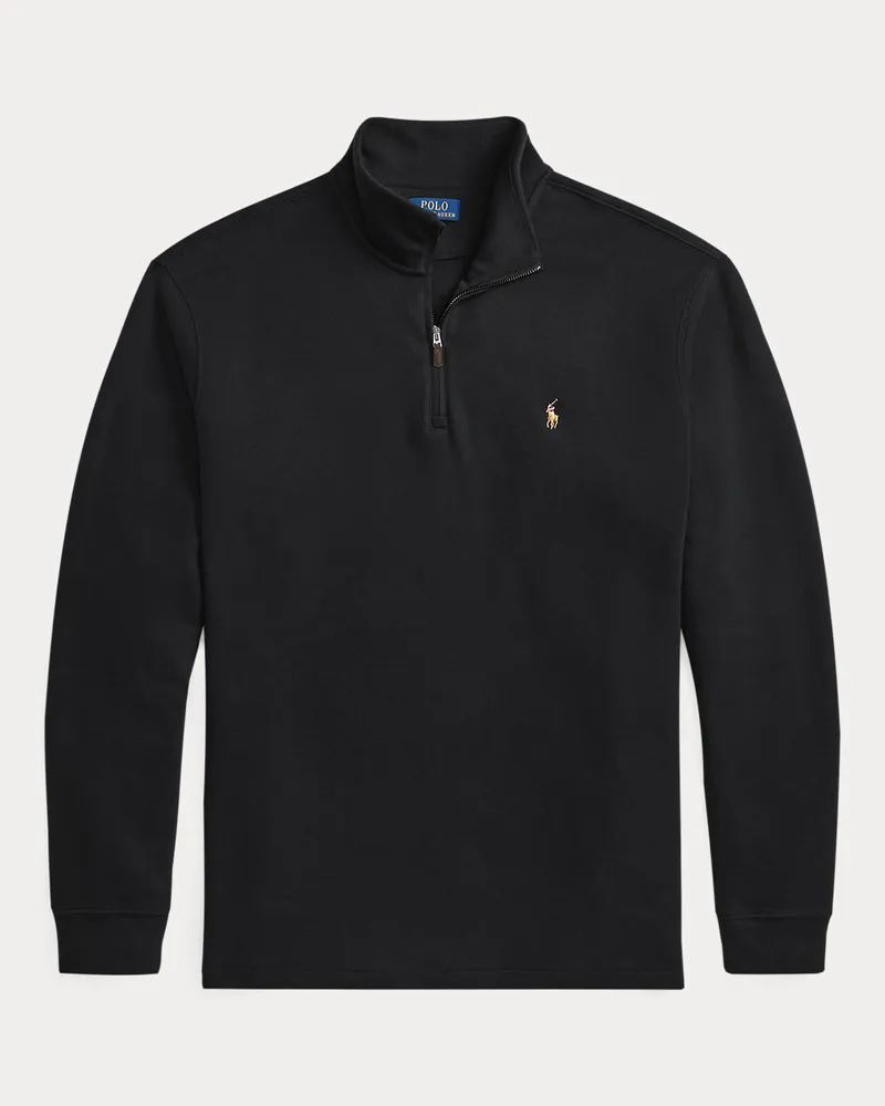 Ralph Lauren Große Größen - Rippenpullover mit Viertelreißverschluss Black