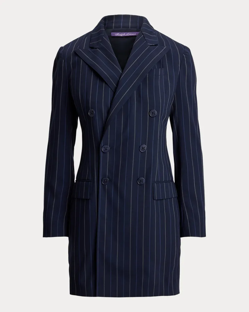 Ralph Lauren Gestreiftes Tageskleid Camden aus Wolle Blue