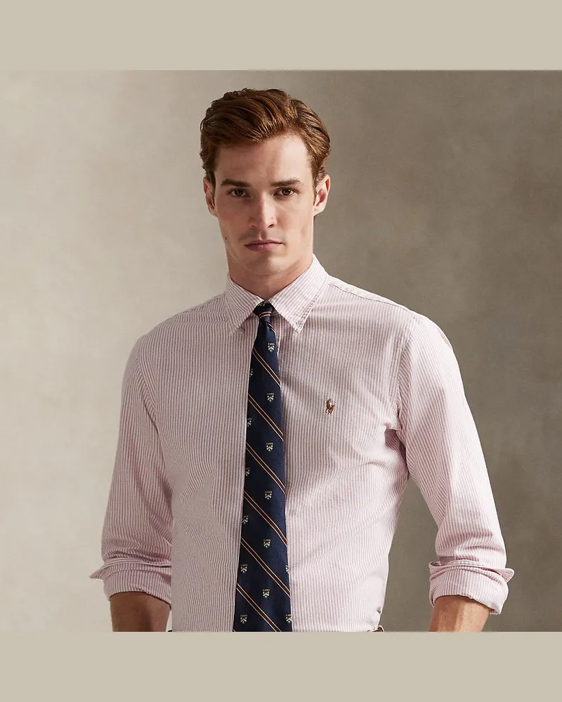 Ralph Lauren Gestreiftes Custom-Fit Oxfordhemd Red