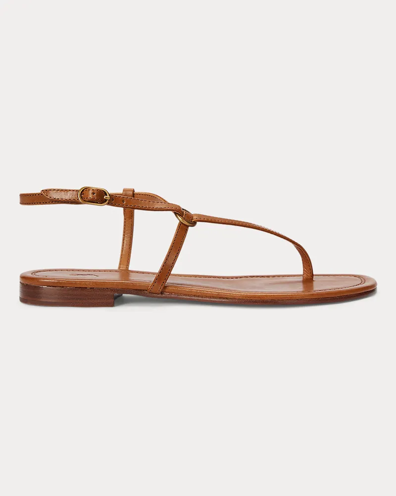 Ralph Lauren Ledersandale mit O-Ring Brown