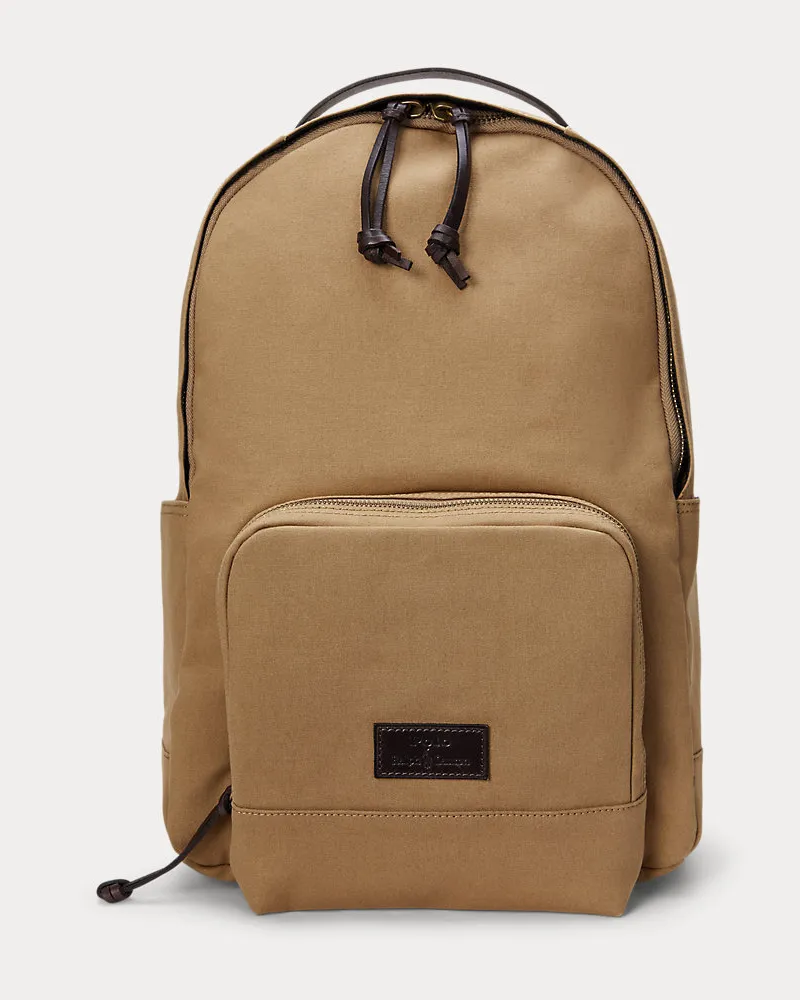 Ralph Lauren Segeltuchrucksack mit Lederbesatz Tan
