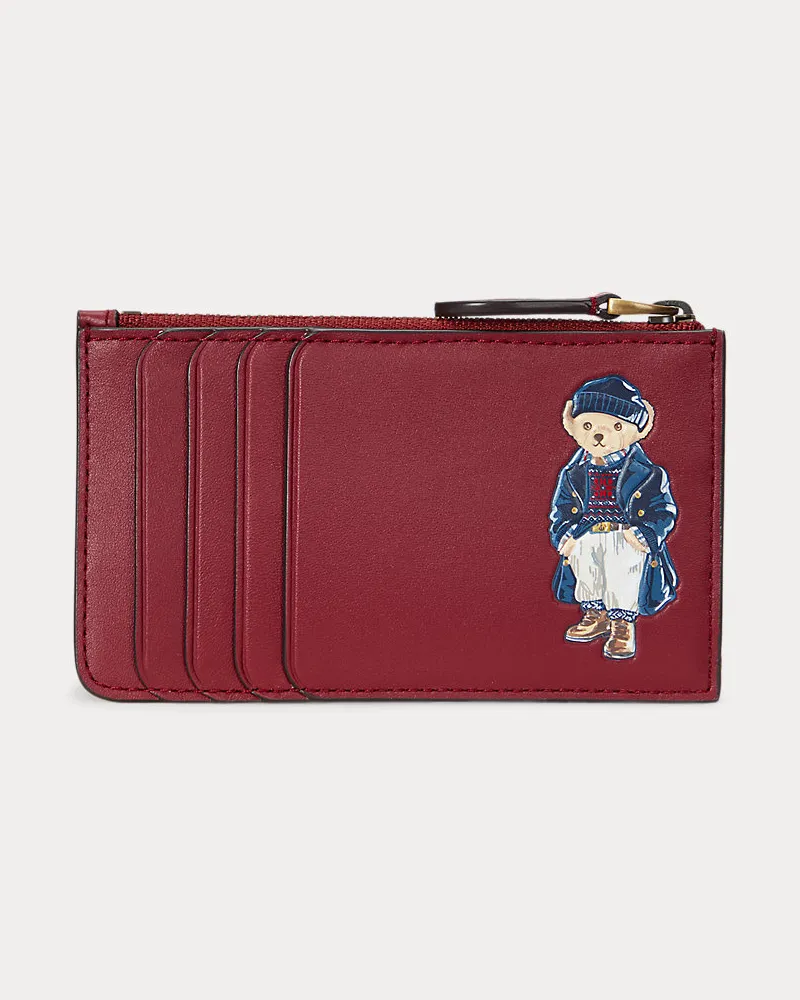 Ralph Lauren Kartenetui aus Leder mit Polo Bear Red