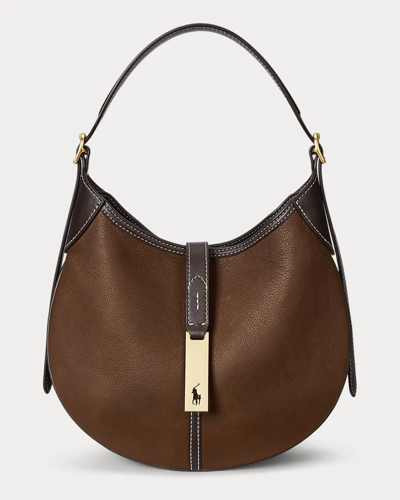 Ralph Lauren Kleine Schultertasche Polo ID aus Leder Brown