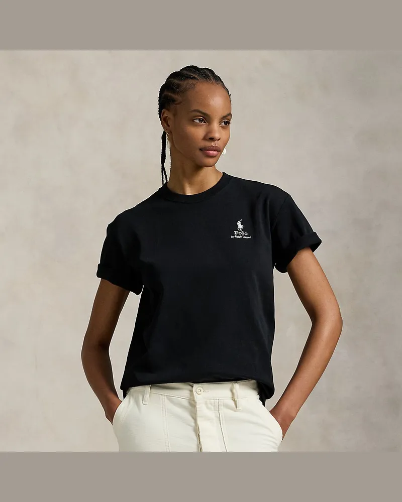 Ralph Lauren Baumwolljersey-T-Shirt mit Logo Black