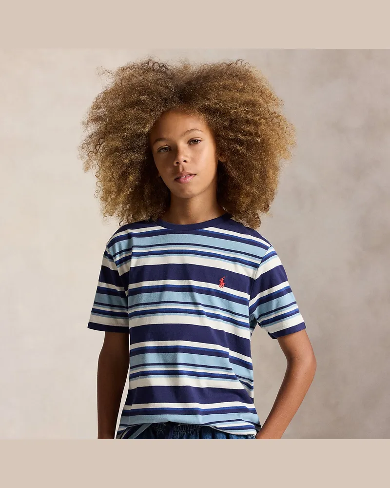Ralph Lauren Gestreiftes T-Shirt aus Baumwolle Blue