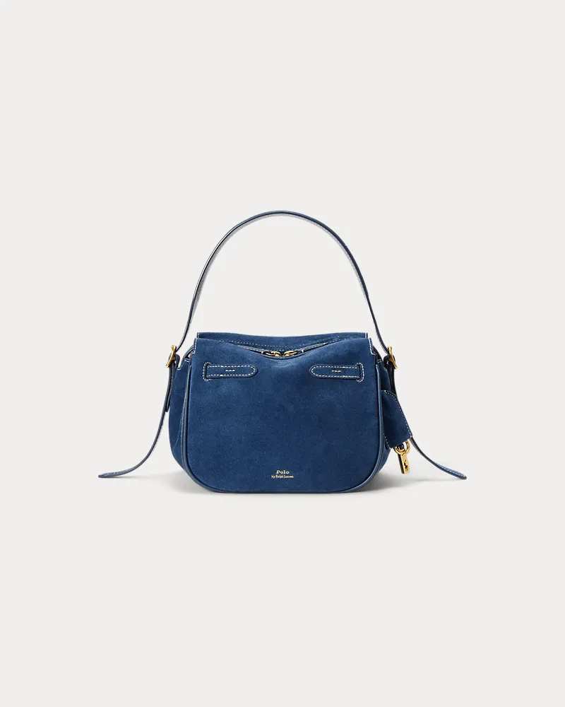 Ralph Lauren Mini-Umhängetasche Polo ID aus Wildleder Blue