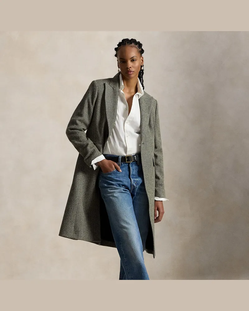 Ralph Lauren Fischgratmantel aus Wollmischung Black