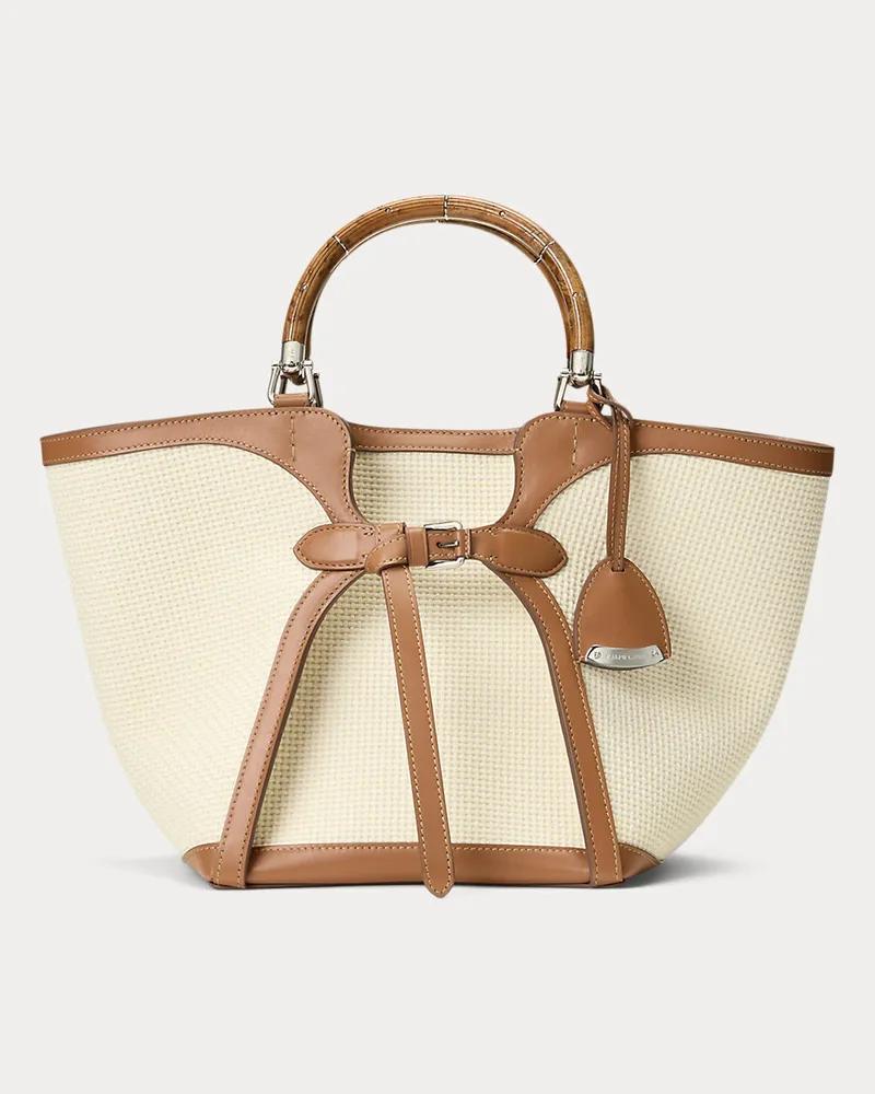 Ralph Lauren Gewebte Tragetasche  Ralph Lauren mit Leder Cream