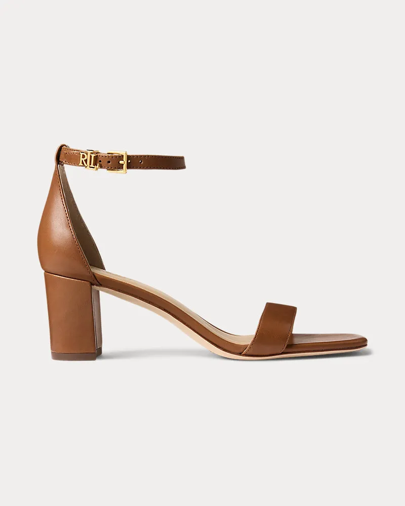 Ralph Lauren Sandale Logan aus poliertem Leder Tan