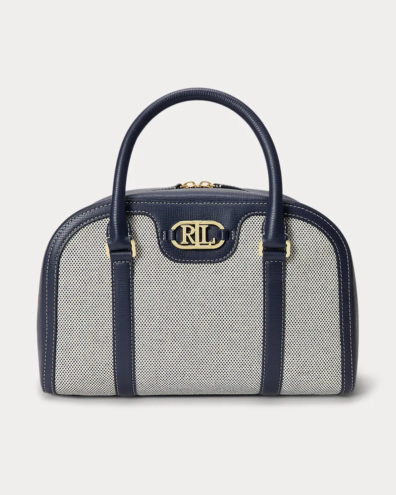 Ralph Lauren Segeltuch-Leder-Umhängetasche Rylan Blue