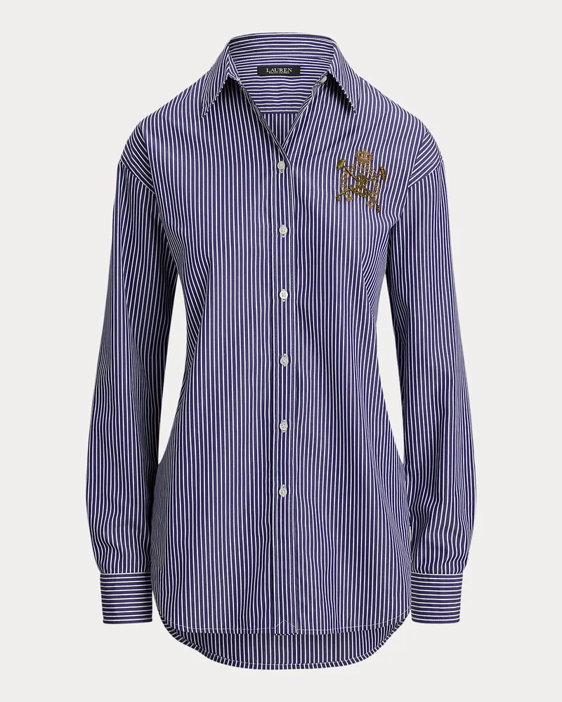 Ralph Lauren Gestreiftes Relaxed-Fit Baumwollhemd Blue