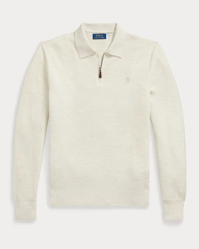 Ralph Lauren Waschbarer Wollpullover mit Polo-Kragen Cream