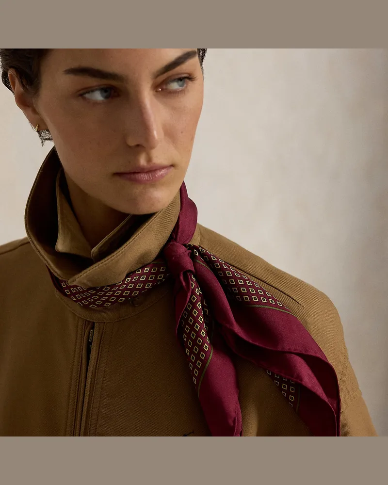 Ralph Lauren Quadratisches Tuch aus Foulard-Seide Red