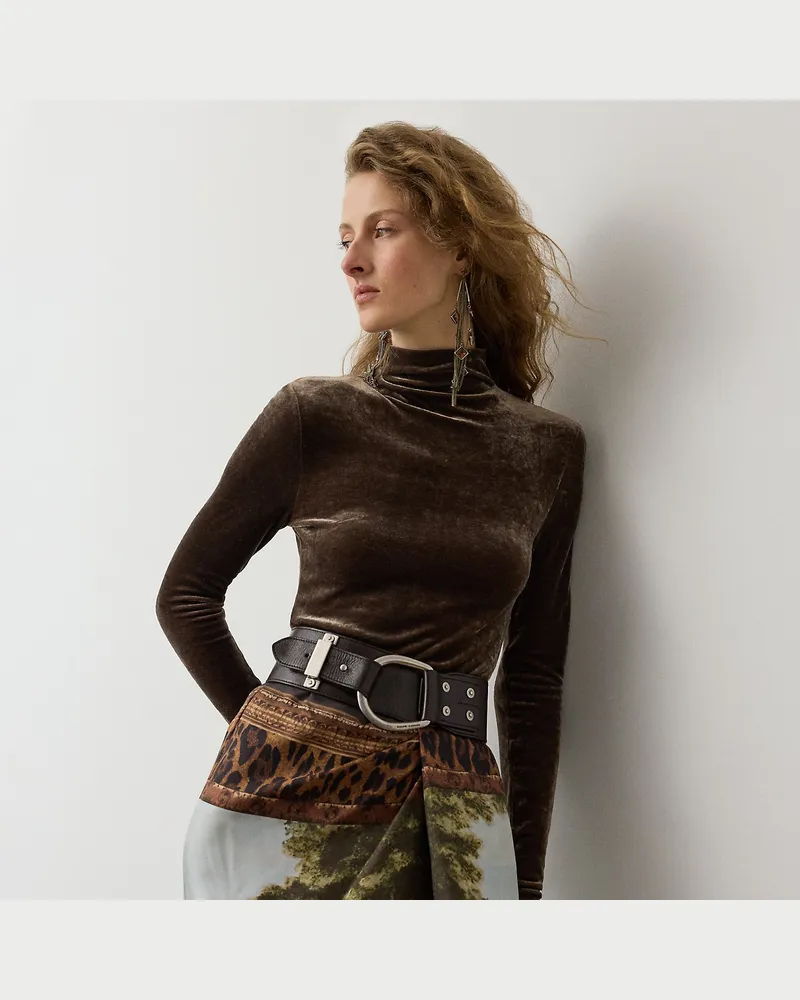 Ralph Lauren Velours-Top Ilene mit Halbrollkragen Brown