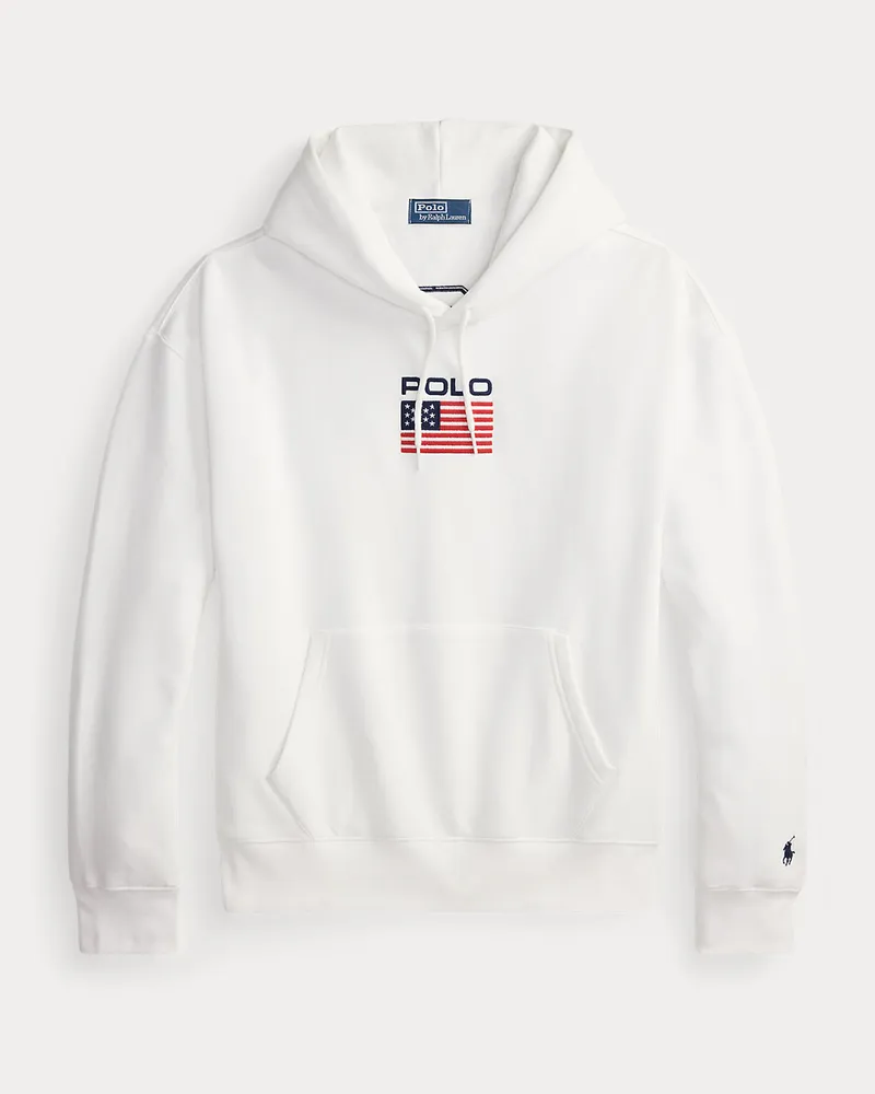 Ralph Lauren Fleece-Kapuzenpullover mit Flagge White