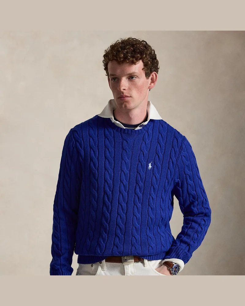 Ralph Lauren Baumwollpullover mit Zopfmuster Blue