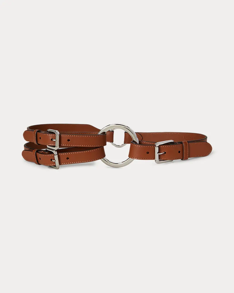 Ralph Lauren Ledergürtel mit drei Riemen und O-Ring Brown