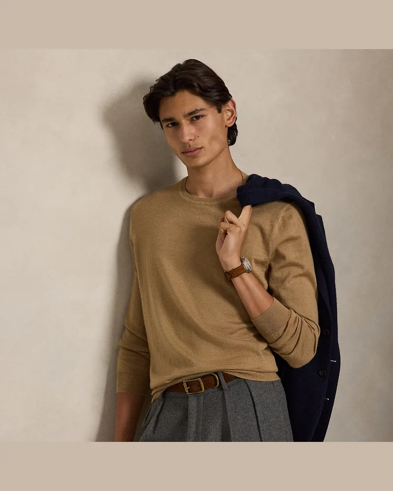 Ralph Lauren Waschbarer Rundhalspullover aus Wolle Brown