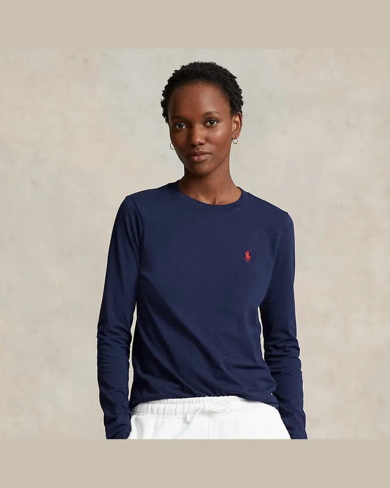 Ralph Lauren Langärmliges Rundhals-T-Shirt aus Jersey Blue