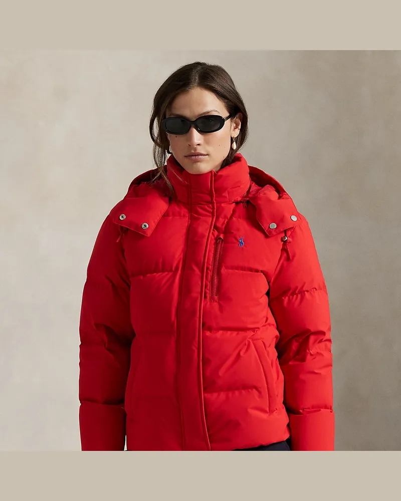 Ralph Lauren Gesteppte Daunenjacke mit Kapuze Red