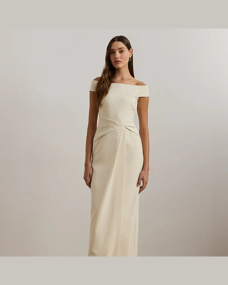 Ralph Lauren Kurzgrößen - Schulterfreies Crêpe-Abendkleid Cream