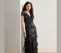 Geblümtes Abendkleid mit Rüschen