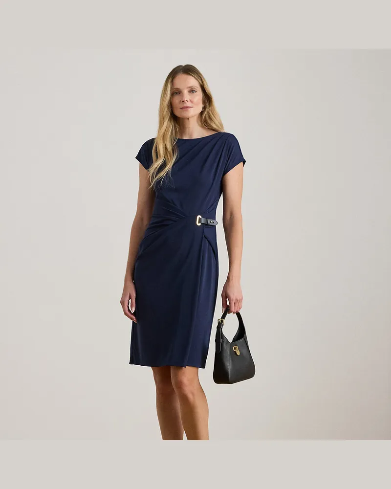 Ralph Lauren Stretchjerseykleid mit Schnalle Blue