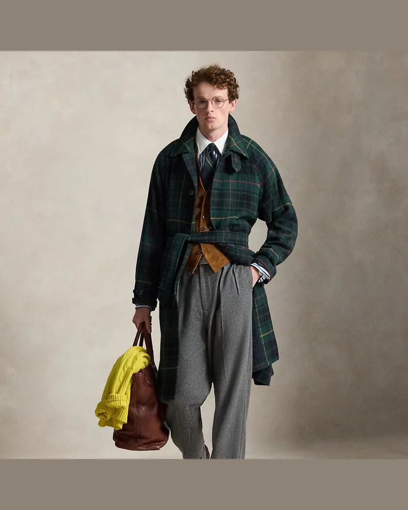 Ralph Lauren Karierter Balmacaan-Mantel aus Tweed Multi