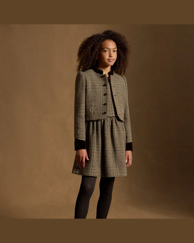 Ralph Lauren Wolljacke mit Fischgratmuster Brown
